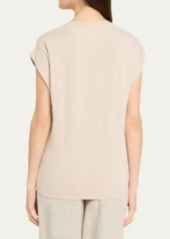 Majestic FilaturesFrench Terry Rolled-Cuff Short-Sleeve Crewneck Tee