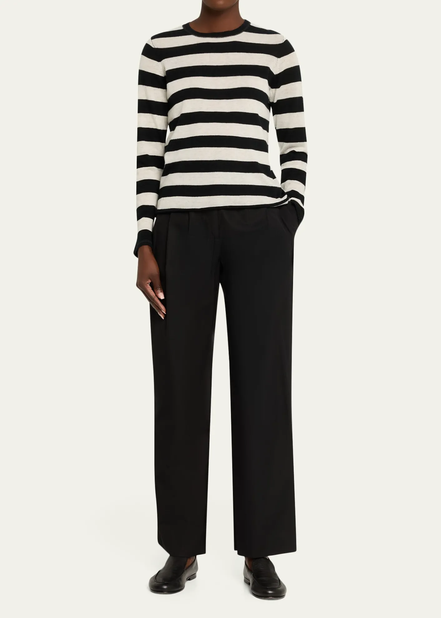 Majestic FilaturesMachine Washable Cashmere Striped Pullover