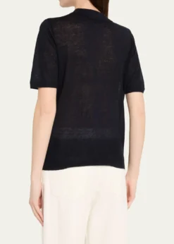 Majestic FilaturesSemi-Sheer Knit Polo Shirt