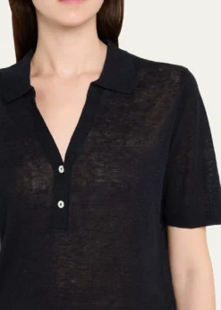 Majestic FilaturesSemi-Sheer Knit Polo Shirt