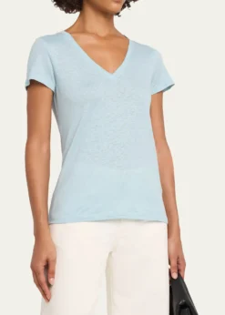 Majestic FilaturesShort-Sleeve Stretch Linen Top