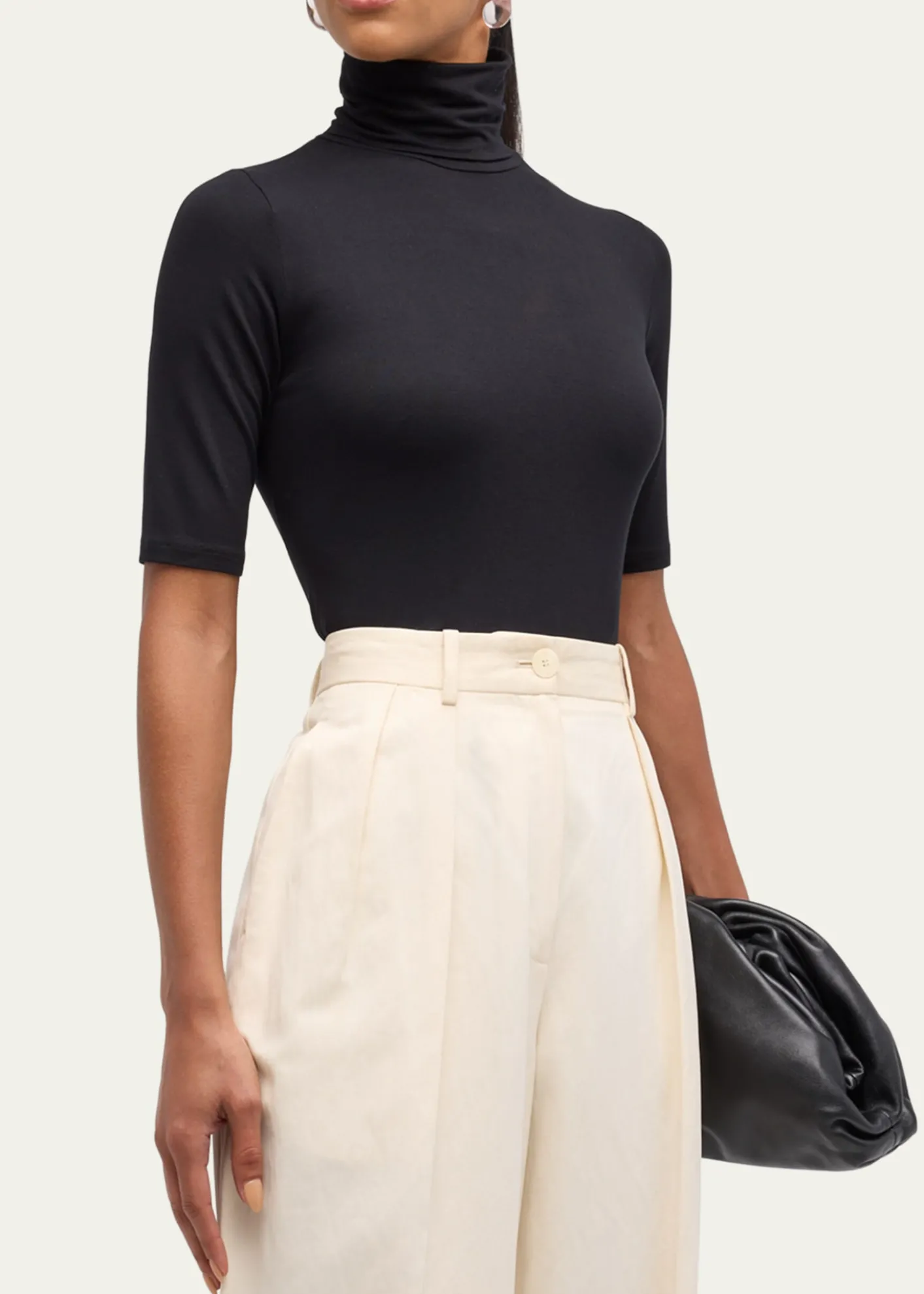 Majestic FilaturesSoft Touch Half-Sleeve Turtleneck