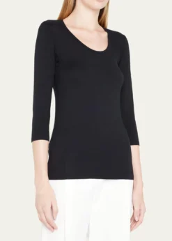 Majestic FilaturesSoft Touch 3/4-Sleeve Scoop-Neck Tee