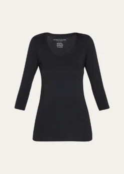 Majestic FilaturesSoft Touch 3/4-Sleeve Scoop-Neck Tee
