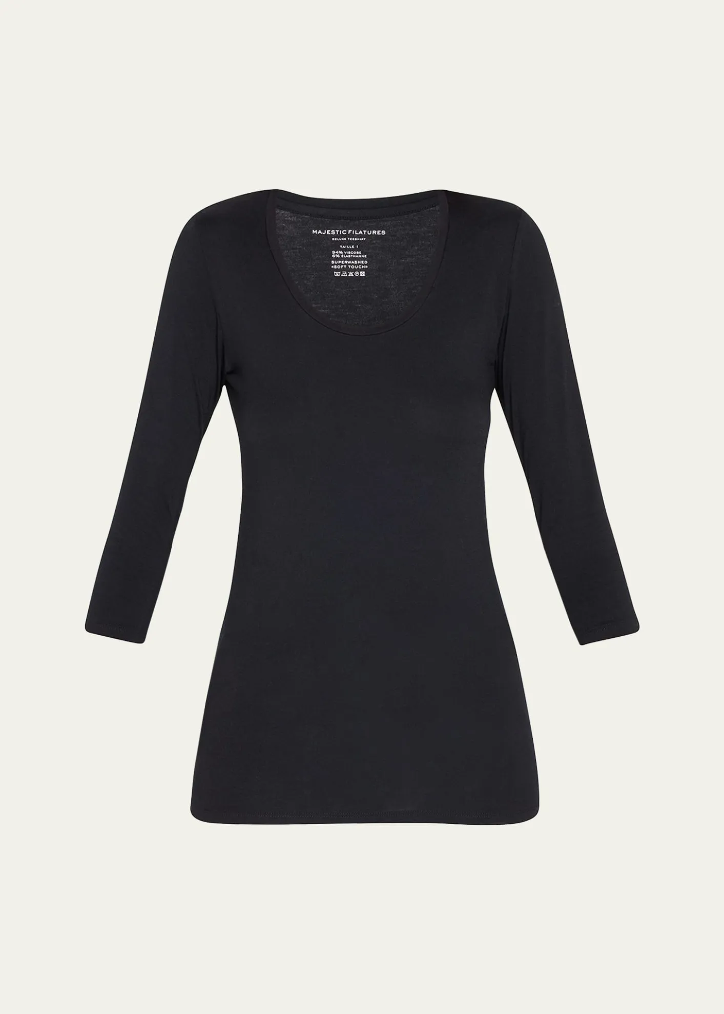 Majestic FilaturesSoft Touch 3/4-Sleeve Scoop-Neck Tee