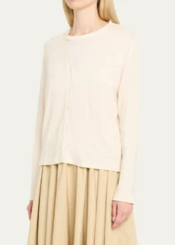 Majestic FilaturesV-Neck Button-Down Long-Sleeve Stretch-Linen Cardigan