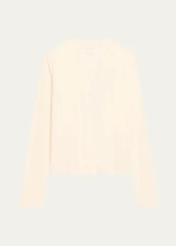 Majestic FilaturesV-Neck Button-Down Long-Sleeve Stretch-Linen Cardigan
