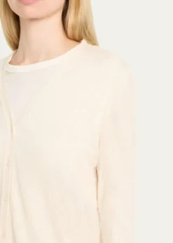 Majestic FilaturesV-Neck Button-Down Long-Sleeve Stretch-Linen Cardigan