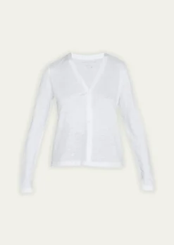 Majestic FilaturesV-Neck Button-Down Long-Sleeve Stretch-Linen Cardigan