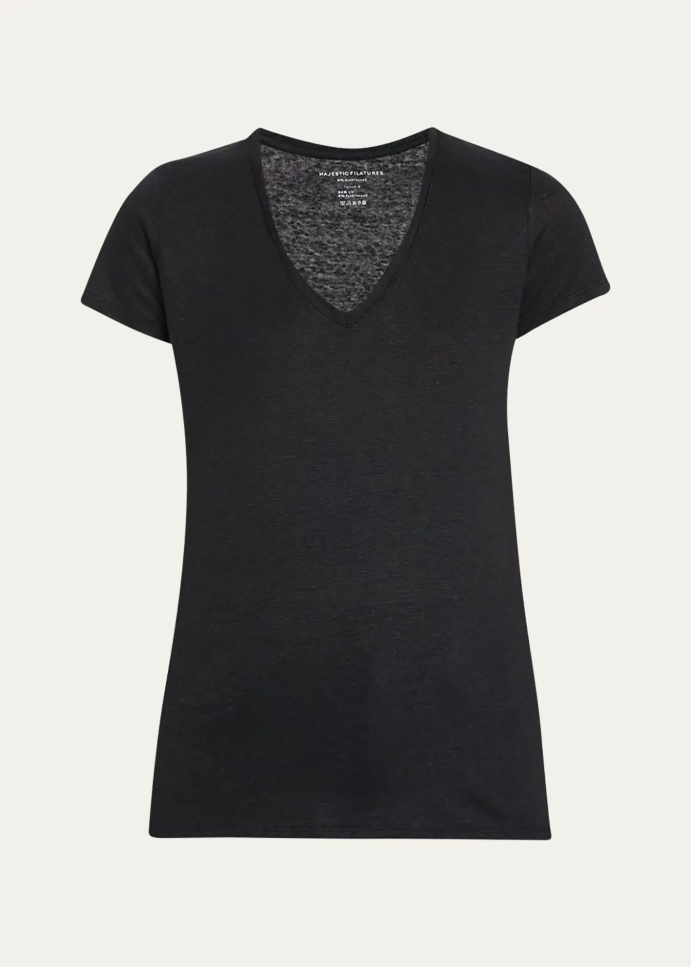 Majestic FilaturesV-Neck Short-Sleeve Stretch Linen T-Shirt