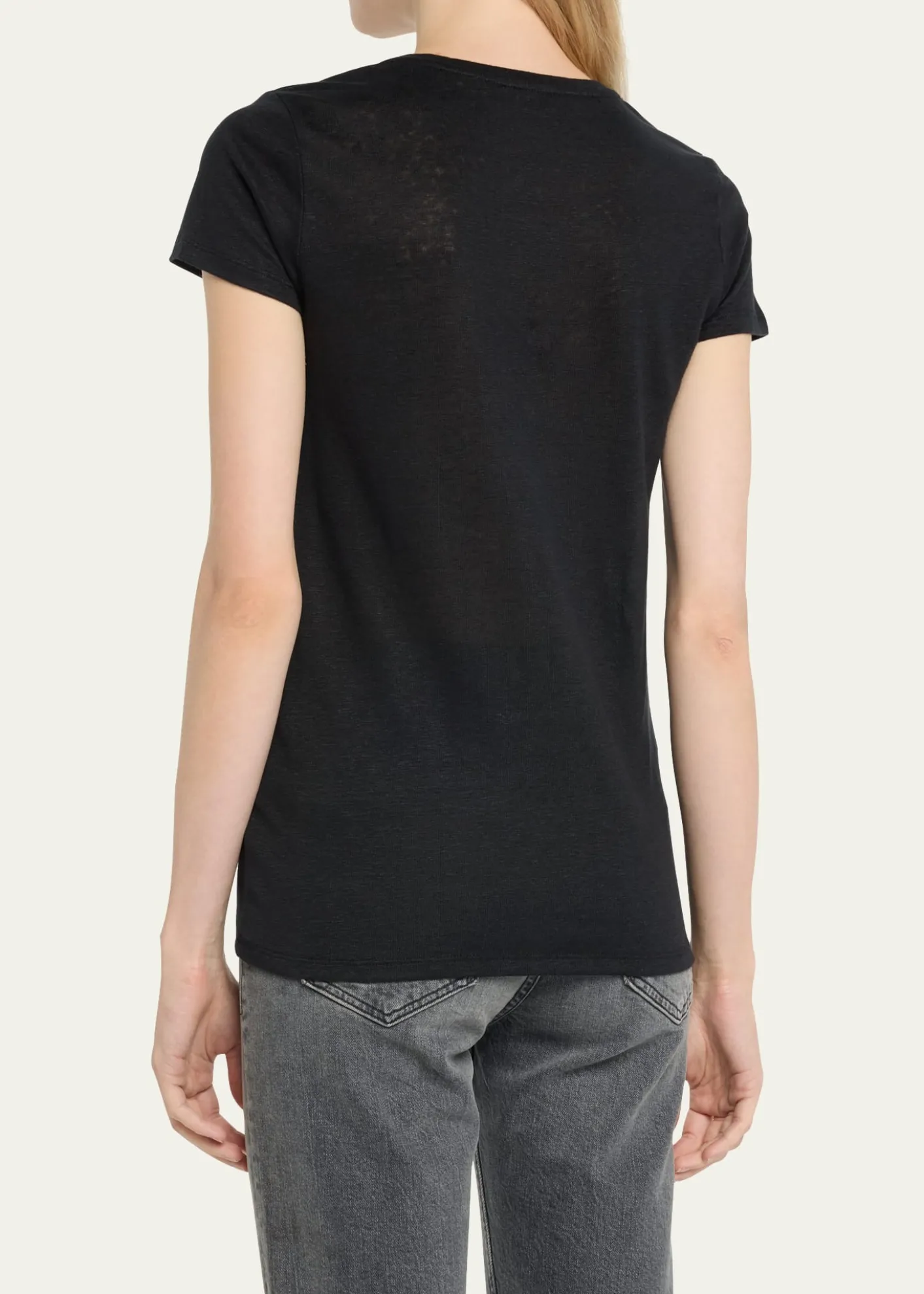 Majestic FilaturesV-Neck Short-Sleeve Stretch Linen T-Shirt