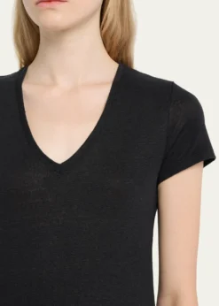 Majestic FilaturesV-Neck Short-Sleeve Stretch Linen T-Shirt