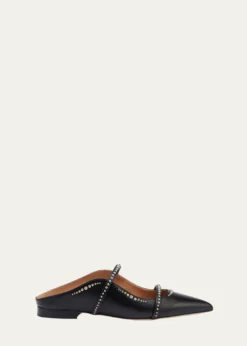 Malone SouliersMaureen Studded Leather Double-Strap Flat Mules
