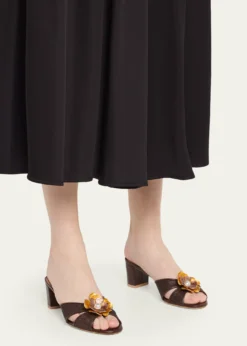 Malone Souliers45mm Suri Raffia Mule Sandals