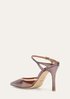 Malone Souliers90mm Yola Metallic Leather Mule Pumps