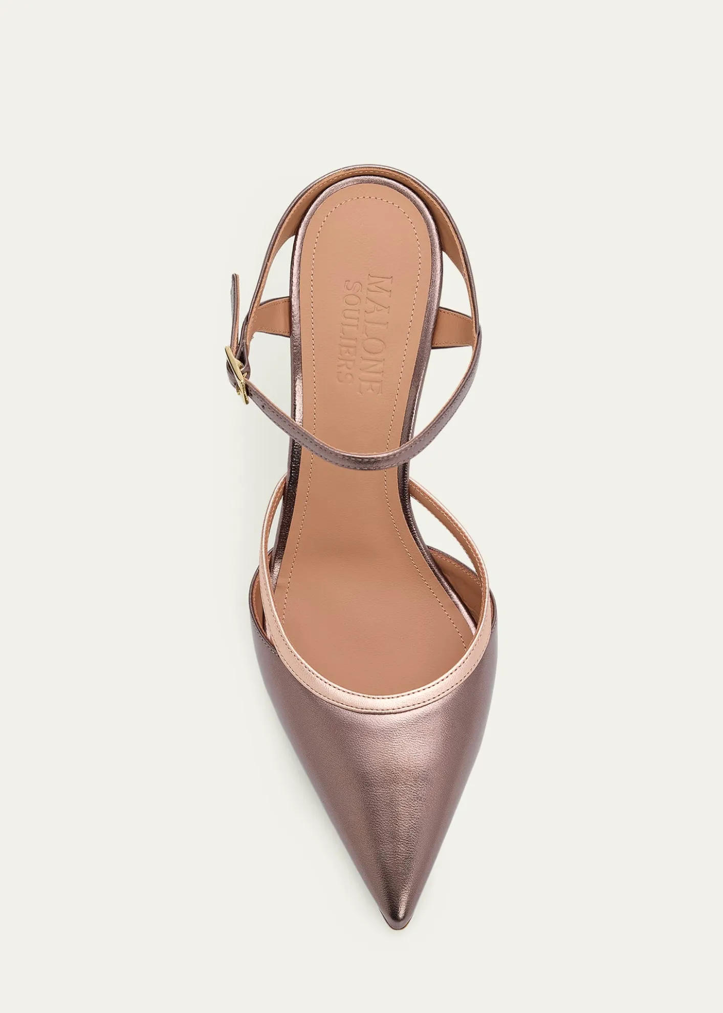 Malone Souliers90mm Yola Metallic Leather Mule Pumps