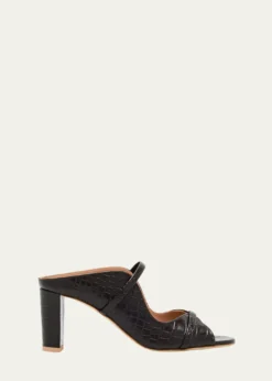 Malone SouliersNorah Croc-Embossed Leather Double-Strap Mule Sandals