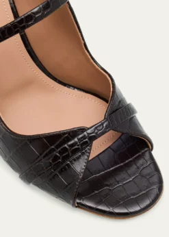 Malone SouliersNorah Croc-Embossed Leather Double-Strap Mule Sandals