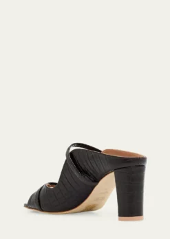 Malone SouliersNorah Croc-Embossed Leather Double-Strap Mule Sandals
