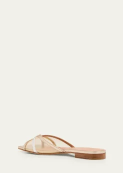 Malone SouliersPerla Multi Metallic Leather and Mesh Flat Slide Sandals