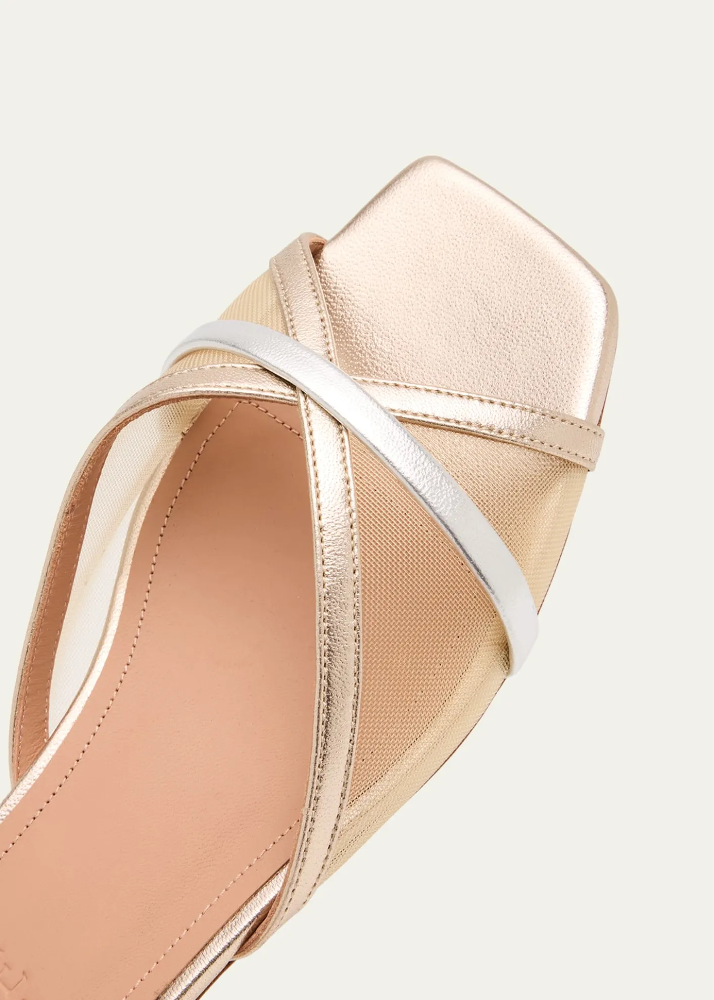 Malone SouliersPerla Multi Metallic Leather and Mesh Flat Slide Sandals