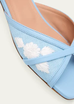 Malone SouliersPerla Raffia Leather Flat Slide Sandals