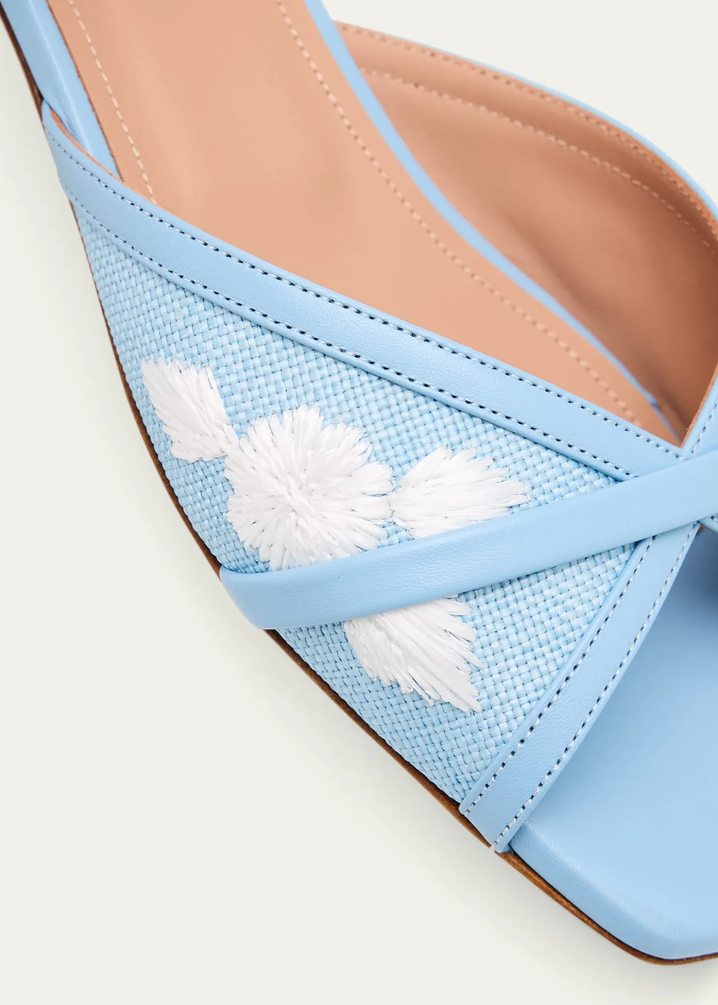 Malone SouliersPerla Raffia Leather Flat Slide Sandals