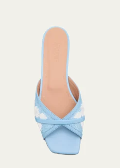 Malone SouliersPerla Raffia Leather Flat Slide Sandals