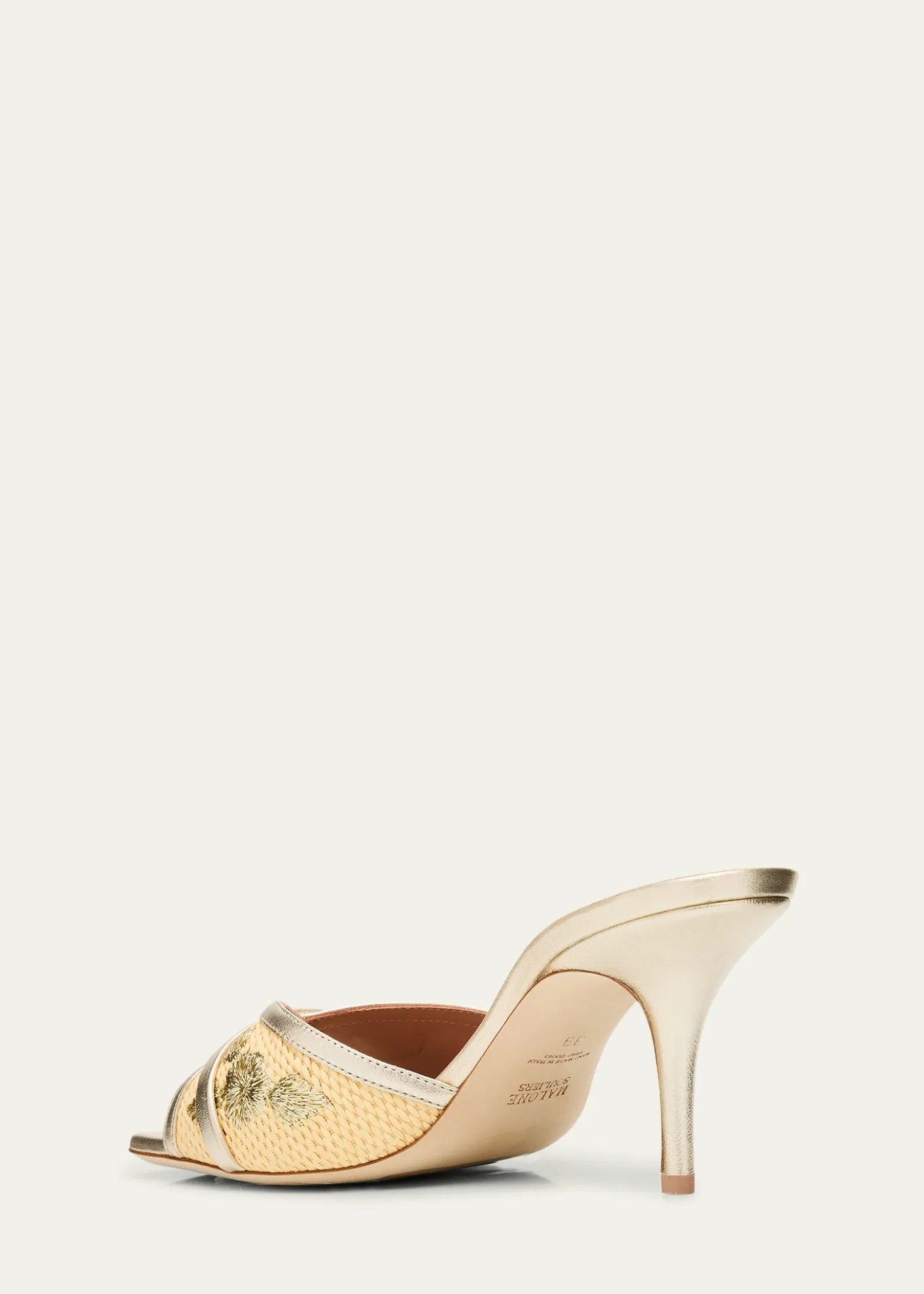 Malone SouliersPerla Raffia Metallic Stiletto Slide Sandals