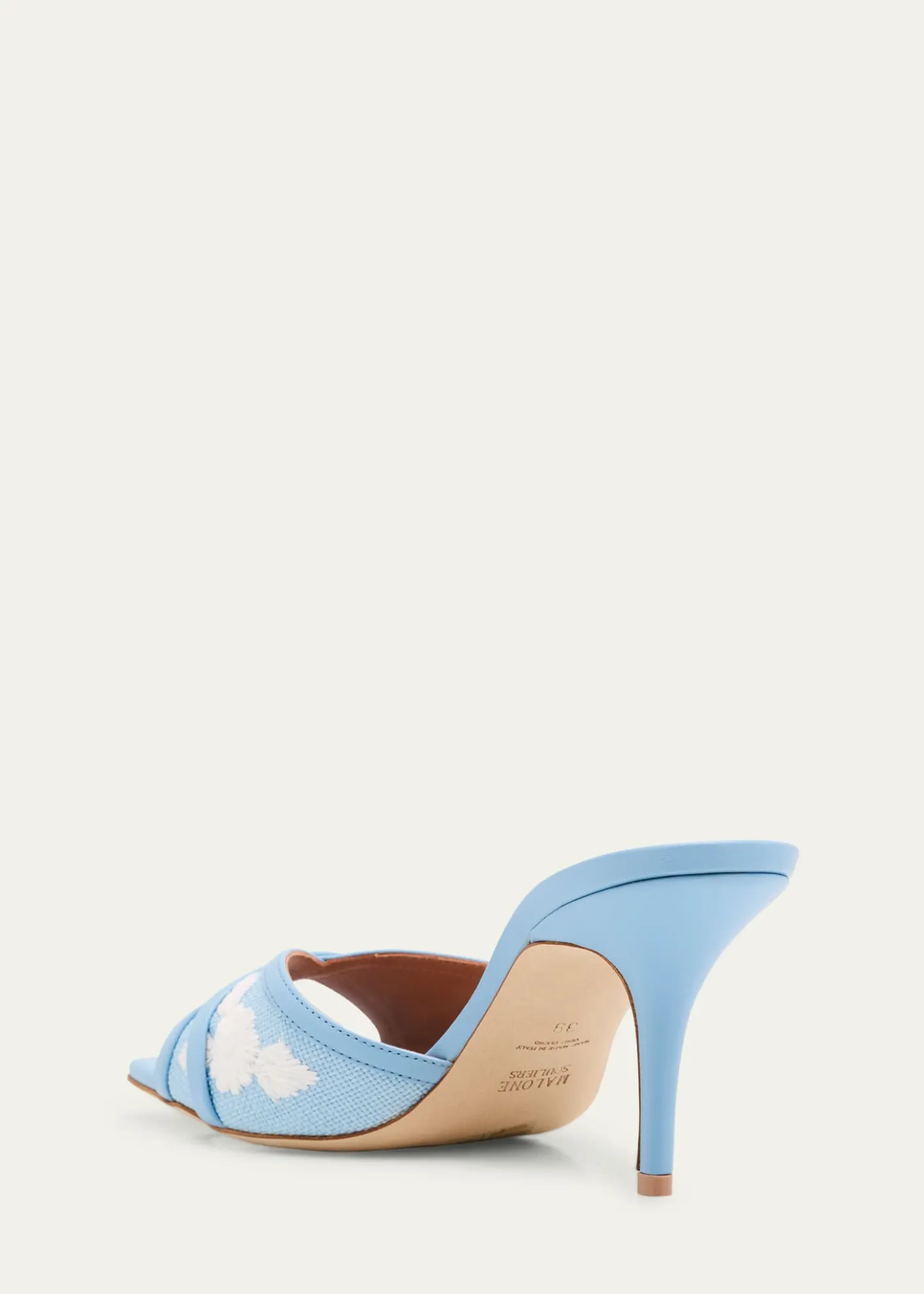 Malone SouliersPerla Raffia Leather Stiletto Slide Sandals