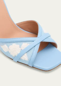 Malone SouliersPerla Raffia Leather Stiletto Slide Sandals