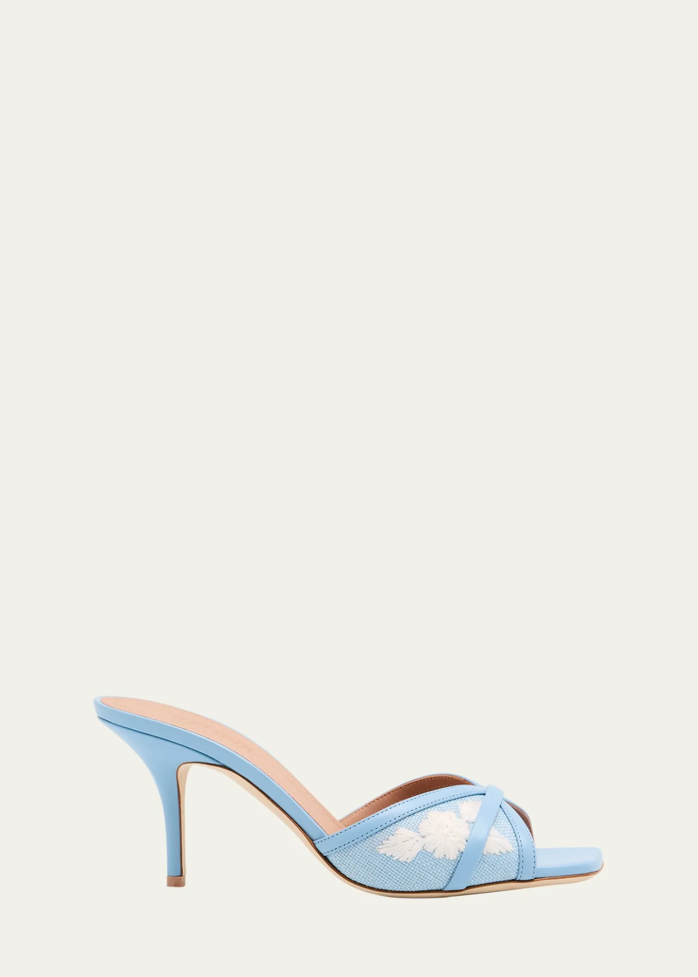 Malone SouliersPerla Raffia Leather Stiletto Slide Sandals