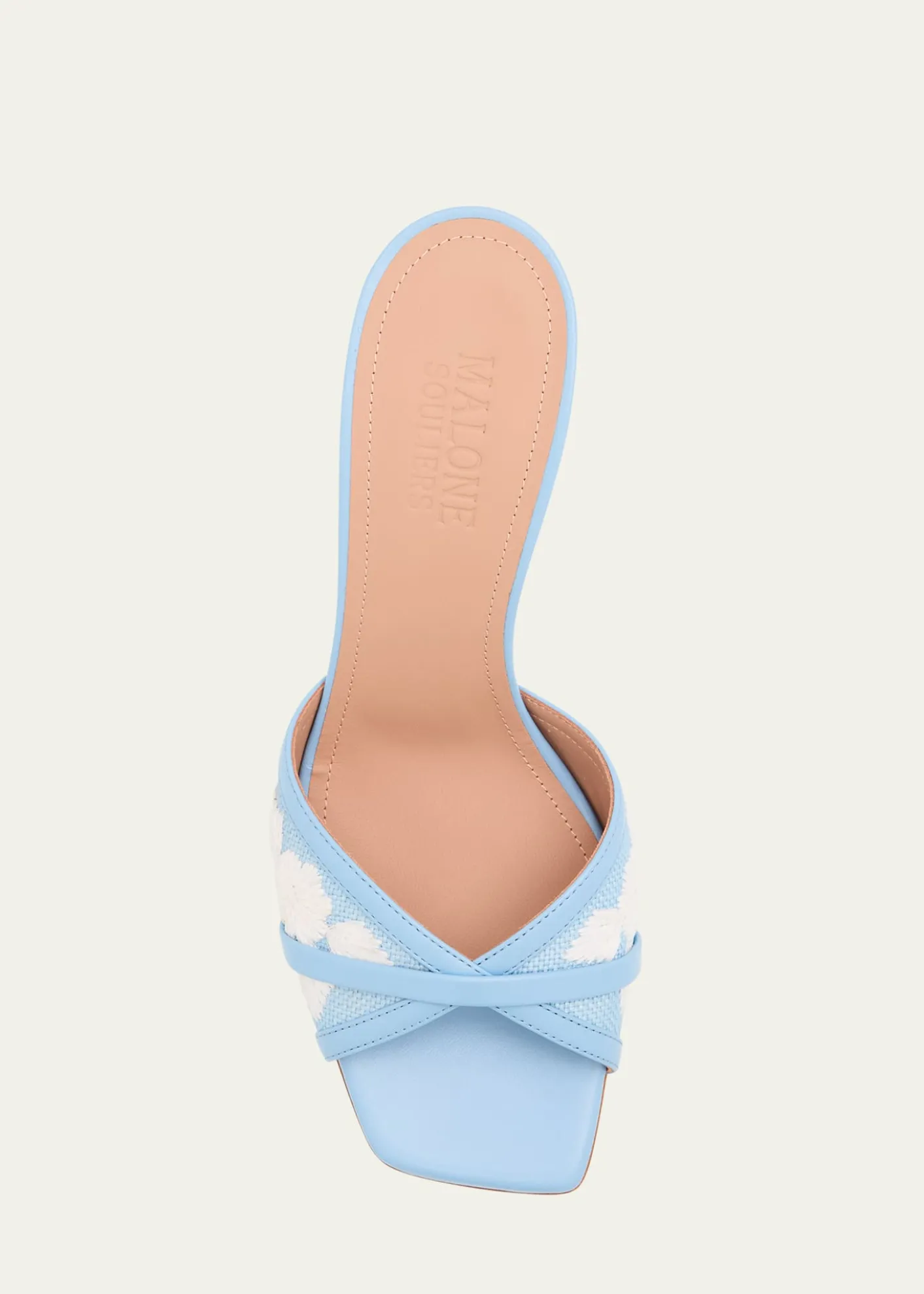 Malone SouliersPerla Raffia Leather Stiletto Slide Sandals