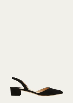 Manolo BlahnikAspro Suede Block-Heel Slingback Pump