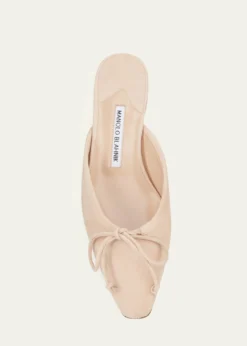 Manolo BlahnikBallerimu Suede Bow Ballerina Flat Mules