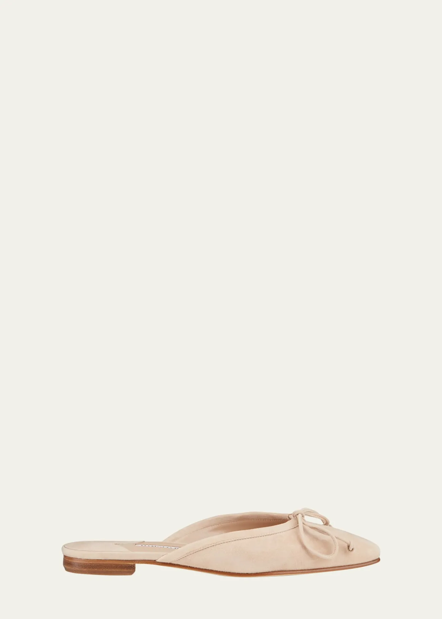 Manolo BlahnikBallerimu Suede Bow Ballerina Flat Mules