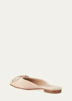 Manolo BlahnikBallerimu Suede Bow Ballerina Flat Mules