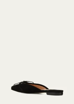 Manolo BlahnikBallerimu Suede Bow Ballerina Flat Mules