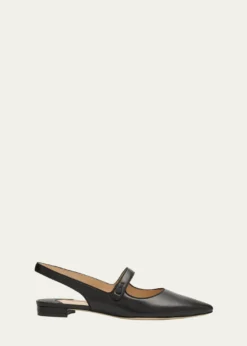 Manolo BlahnikCampari Leather Mary Jane Slingback Flats