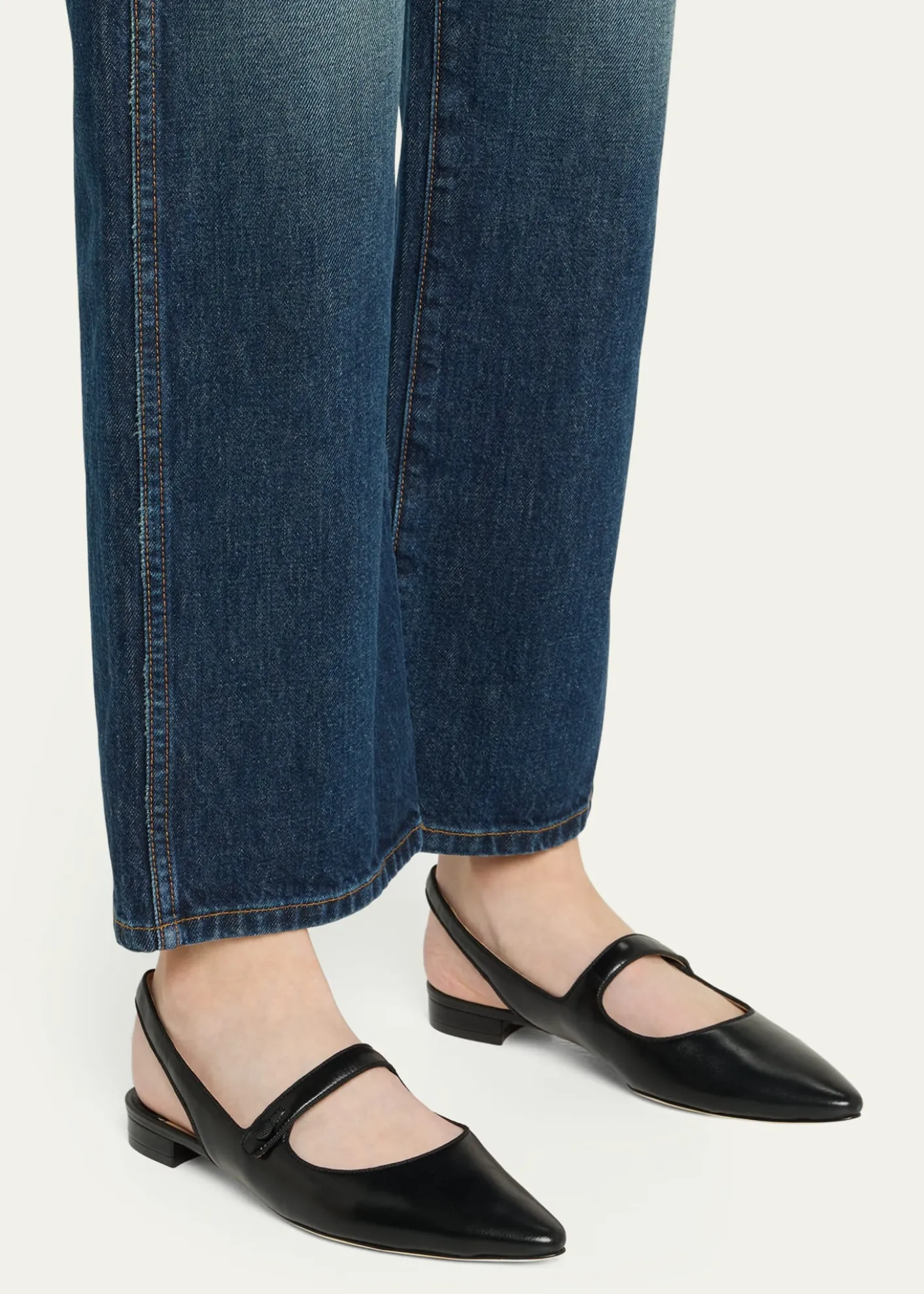 Manolo BlahnikCampari Leather Mary Jane Slingback Flats