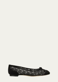Manolo BlahnikCapbal Lace Cap-Toe Ballerina Flats