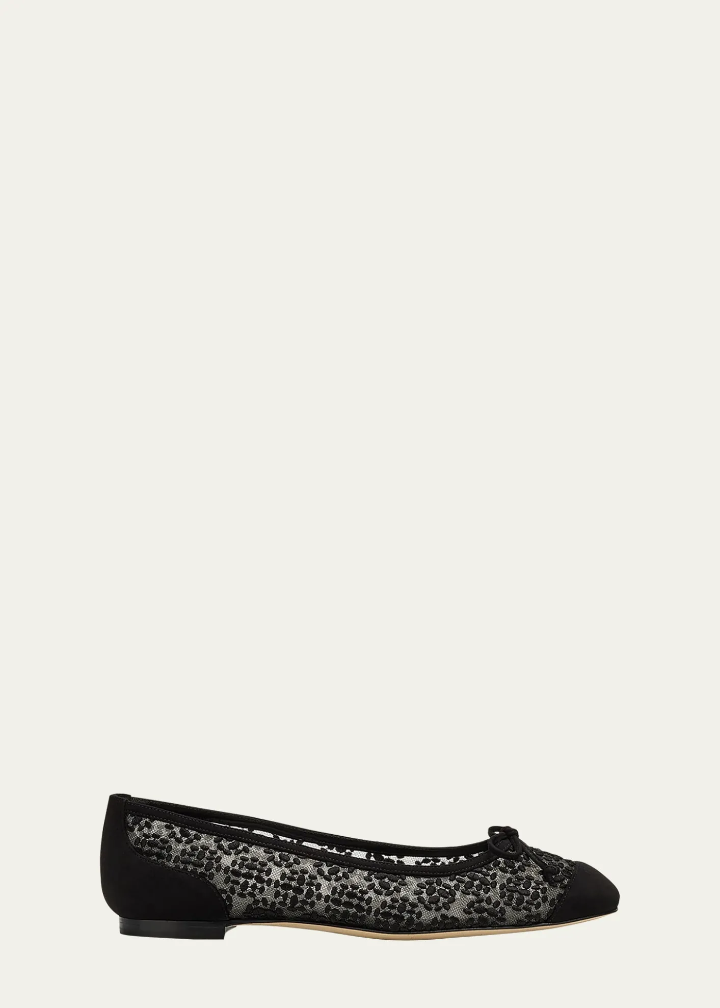 Manolo BlahnikCapbal Lace Cap-Toe Ballerina Flats