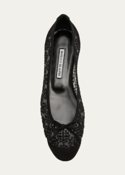 Manolo BlahnikCapbal Lace Cap-Toe Ballerina Flats