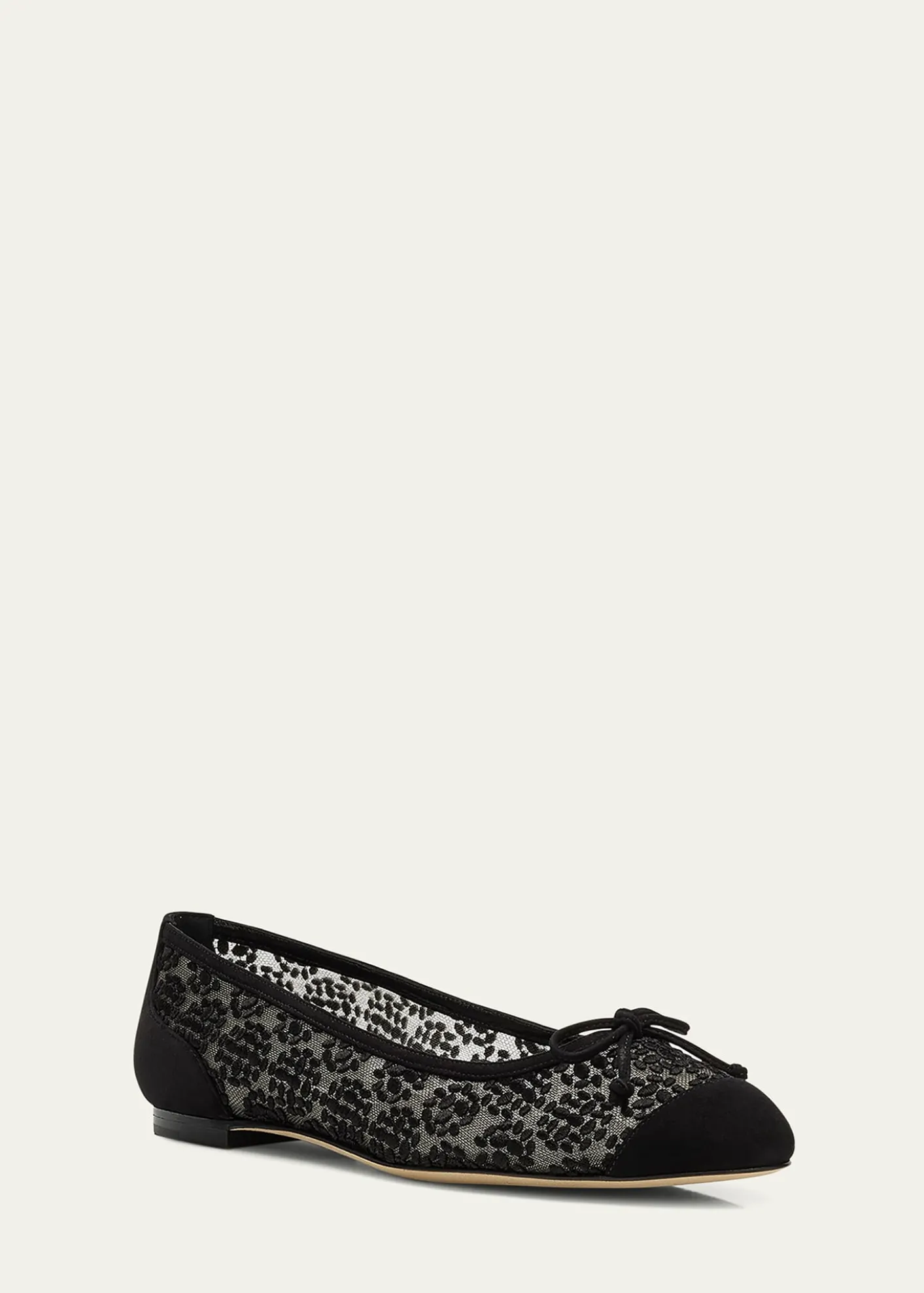 Manolo BlahnikCapbal Lace Cap-Toe Ballerina Flats