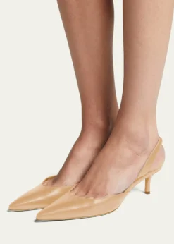 Manolo BlahnikCarolyne Leather Low-Heel Slingback Pump