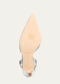 Manolo BlahnikCarolyne Metallic Leather Mid-Heel Slingback Pumps