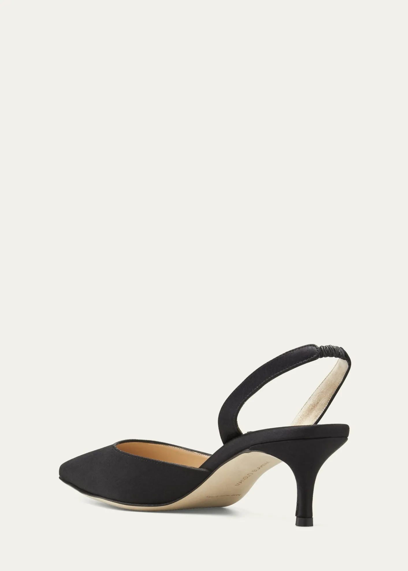 Manolo BlahnikCarolyne Satin Low-Heel Slingback Pumps, Black