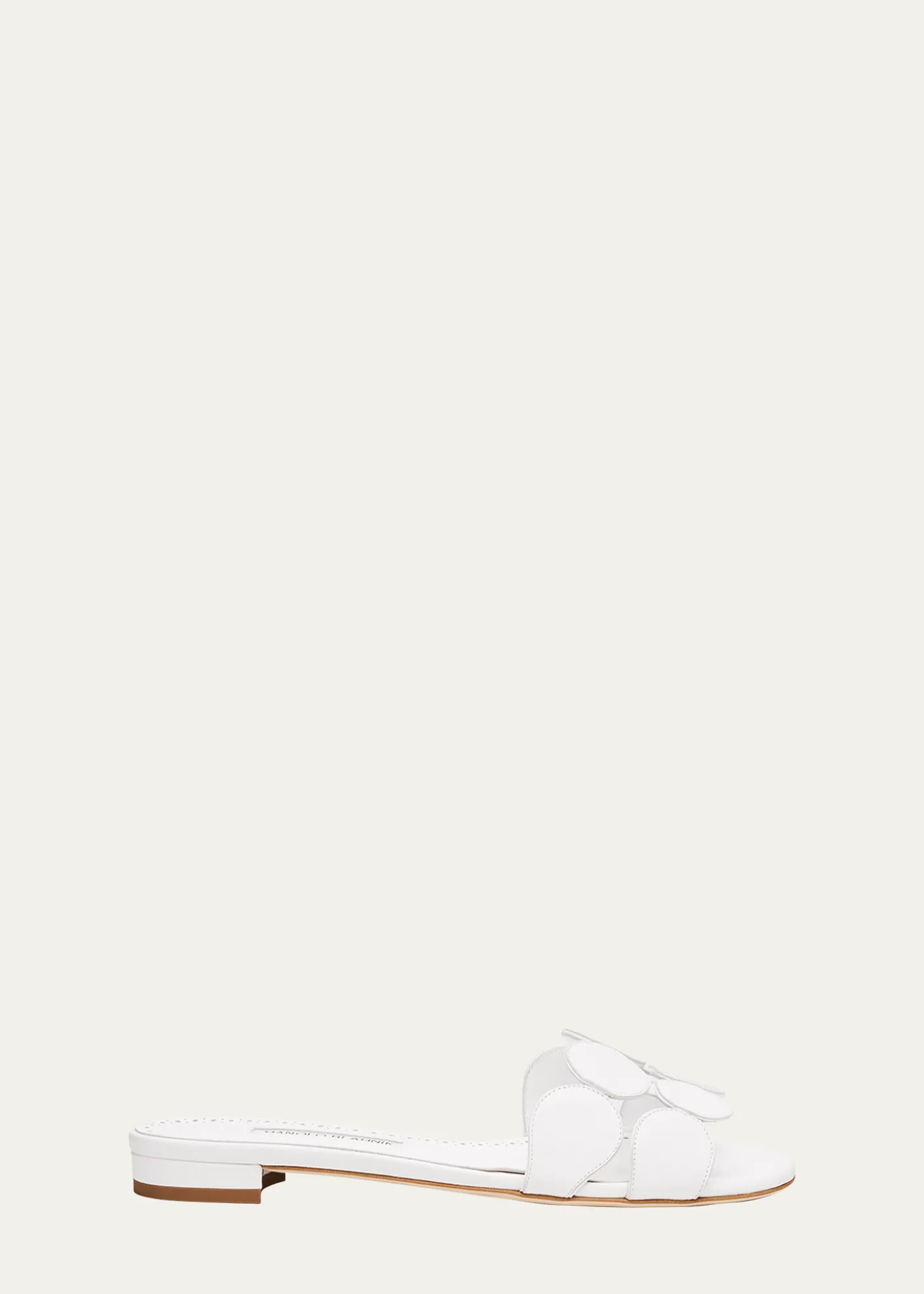 Manolo BlahnikCircle-Cut Leather Flat Slide Sandals