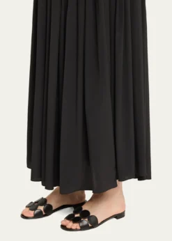 Manolo BlahnikCircle-Cut Leather Flat Slide Sandals