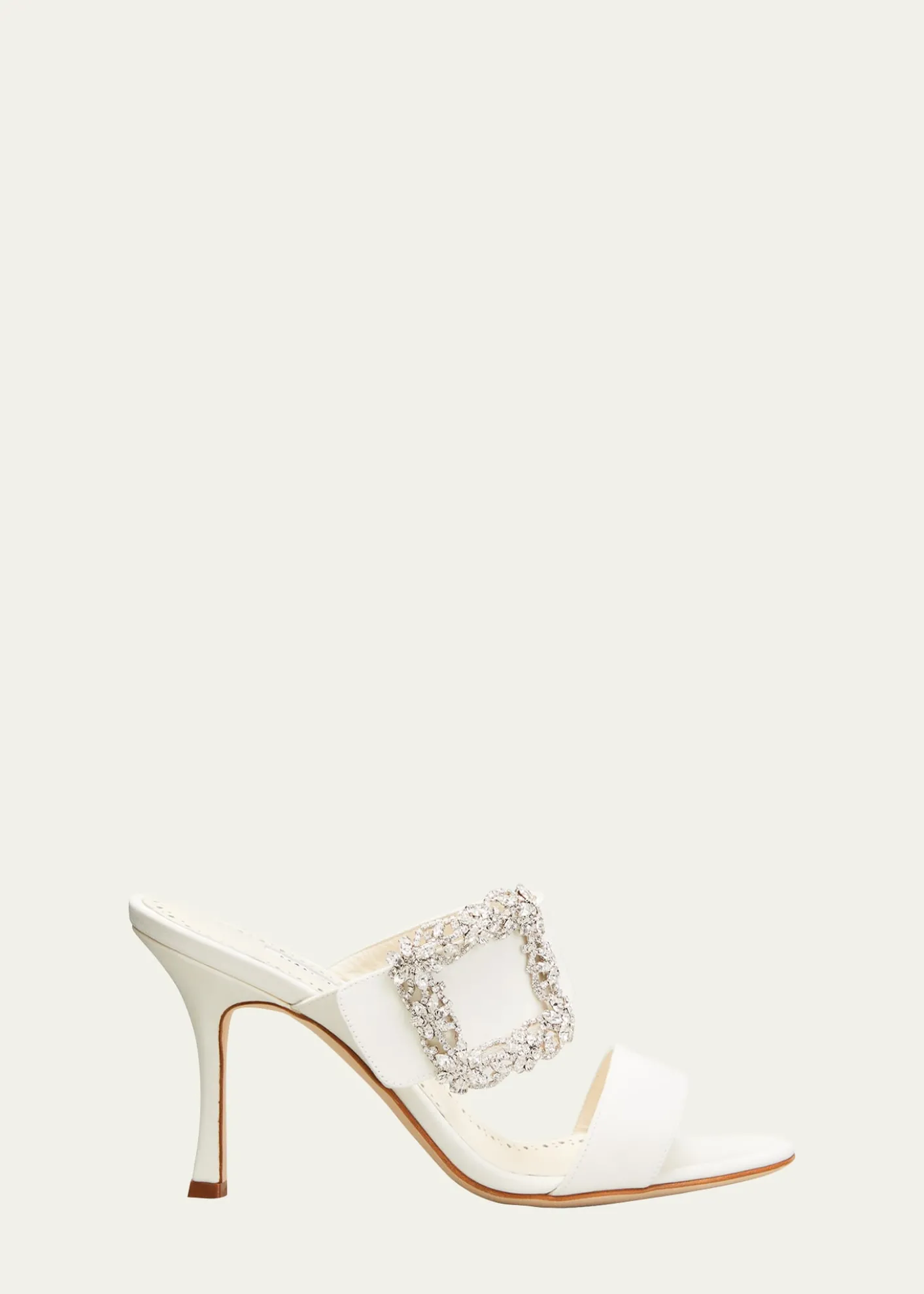 Manolo BlahnikGable Silk Crystal Buckle Slide Sandals